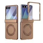 Ultramarinelife Matte Galaxy Z Flip8 Magnetic Ring Stand Case Anti-Fingerprint Gold Color