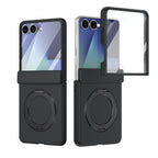 Ultramarinelife Matte Galaxy Z Flip8 Magnetic Ring Stand Case Anti-Fingerprint Black Color