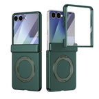 Ultramarinelife Matte Galaxy Z Flip8 Magnetic Ring Stand Case Anti-Fingerprint Green Color