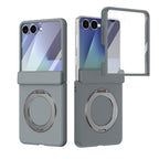 Ultramarinelife Matte Galaxy Z Flip8 Magnetic Ring Stand Case Anti-Fingerprint Gray Color