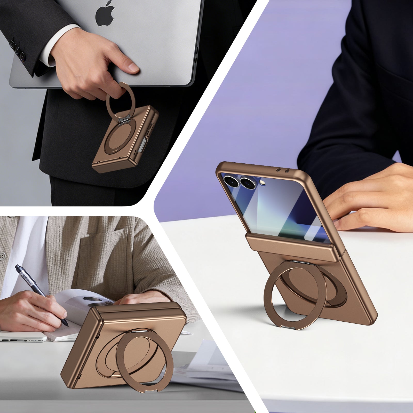 Ultramarinelife Matte Galaxy Z Flip8 Magnetic Ring Stand Case Anti-Fingerprint Multifunctional