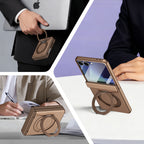 Ultramarinelife Matte Galaxy Z Flip8 Magnetic Ring Stand Case Anti-Fingerprint Multifunctional