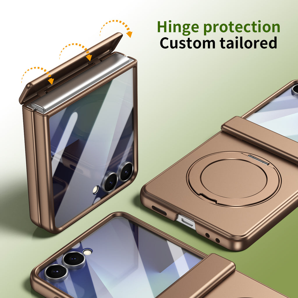 Ultramarinelife Matte Galaxy Z Flip8 Magnetic Ring Stand Case Anti-Fingerprint Hinge Protection