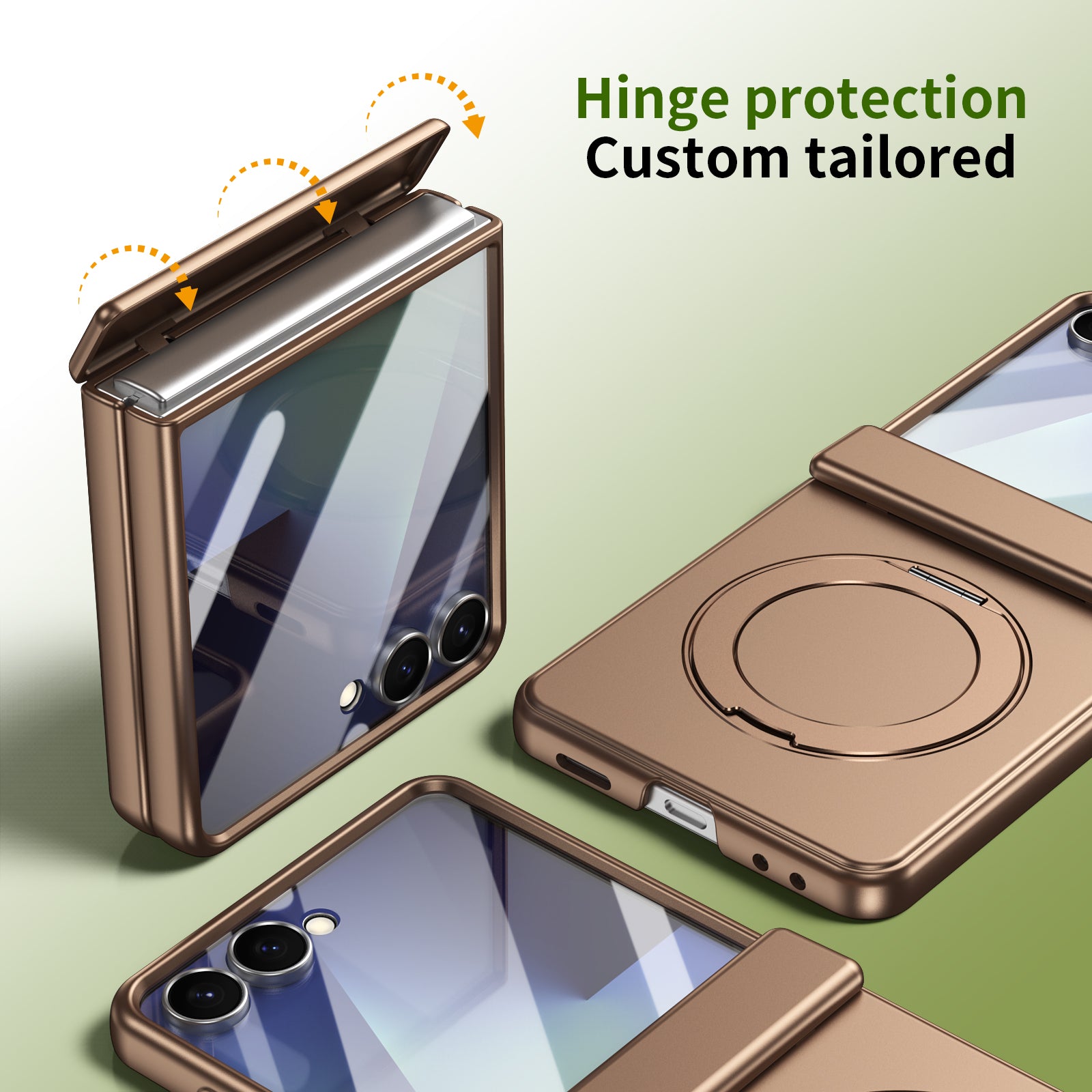 Ultramarinelife Matte Galaxy Z Flip8 Magnetic Ring Stand Case Anti-Fingerprint Hinge Protection