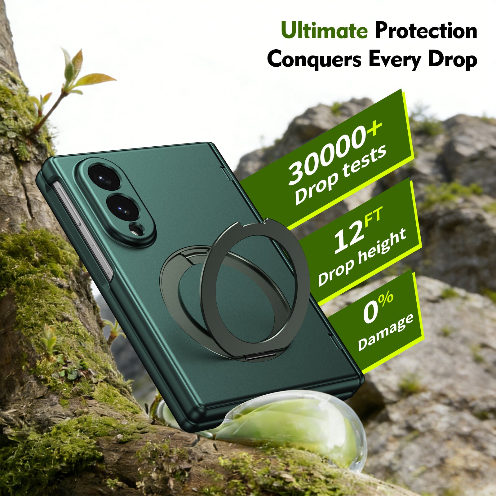 Ultramarinelife Matte Galaxy Z Fold8 Wide Magnetic Ring Stand Case Anti-Fingerprint Drop Tested