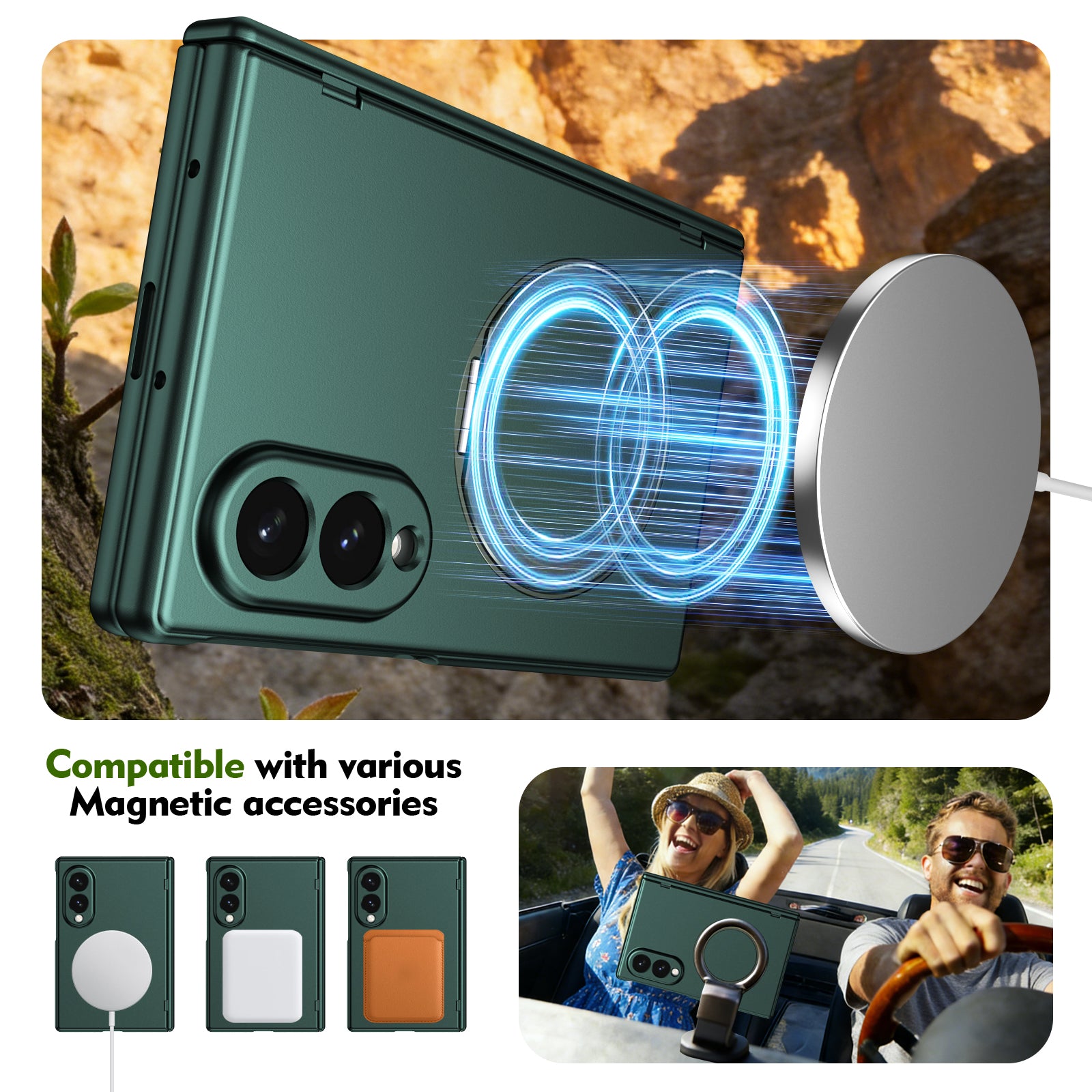 Ultramarinelife Matte Galaxy Z Fold8 Wide Magnetic Ring Stand Case Anti-Fingerprint with Magsafe Charging