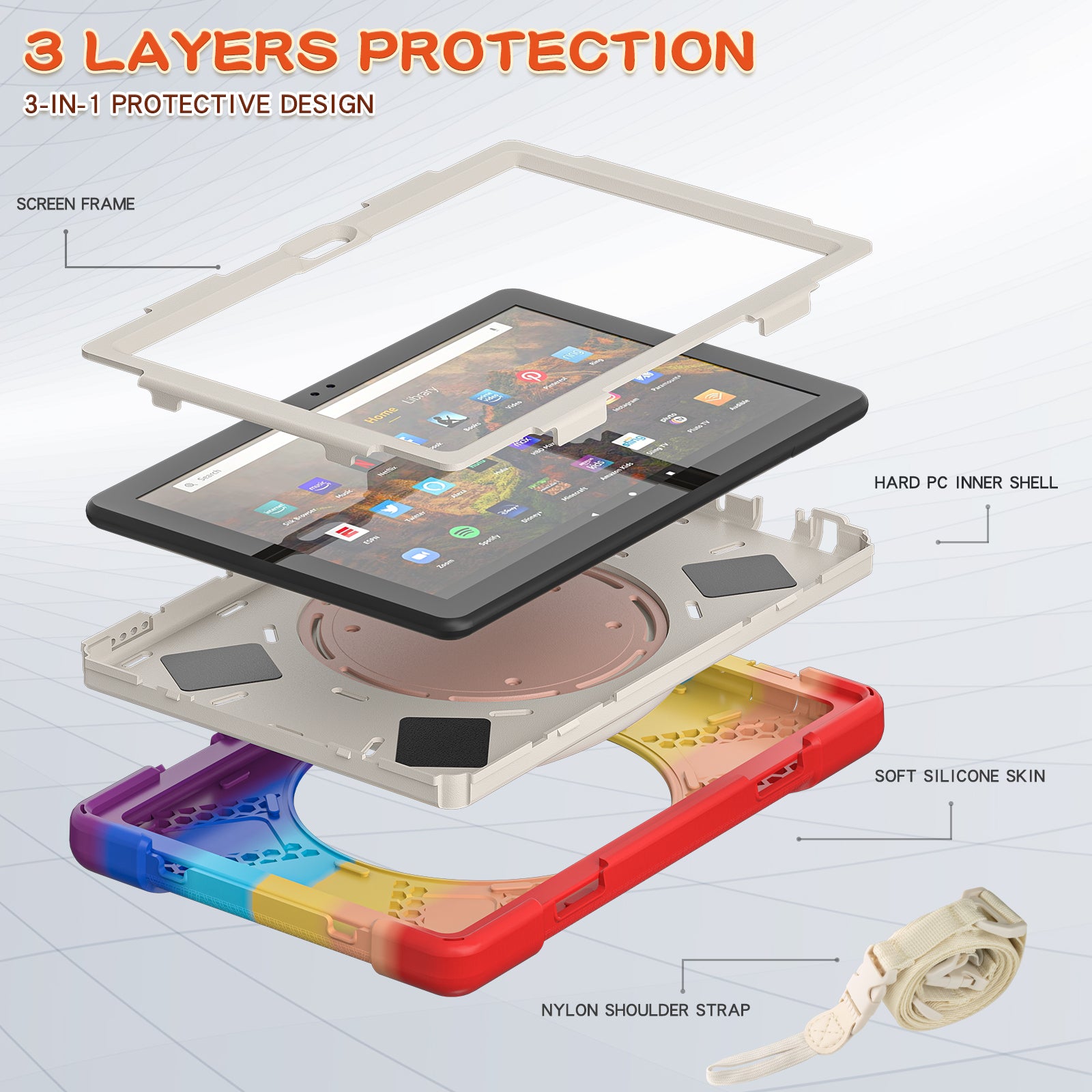 Pirate Box Kindle Fire HD10 Plus 2021 Military-grade Drop Protection Cover