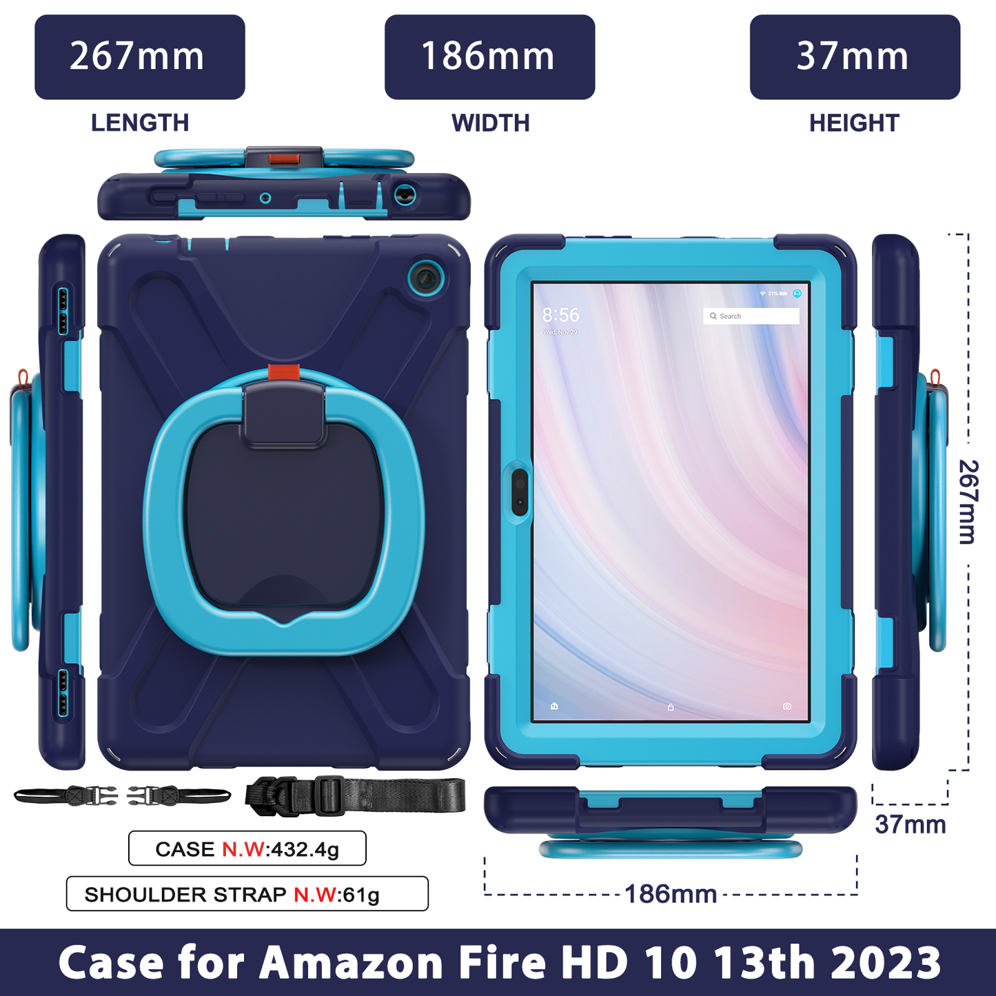 Pirate Box Kindle Fire HD10 Plus 2023 Military-grade Drop Protection Cover