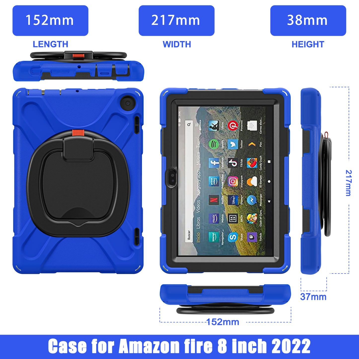 Pirate Box Kindle Fire HD8 2022 Military-grade Drop Protection Cover