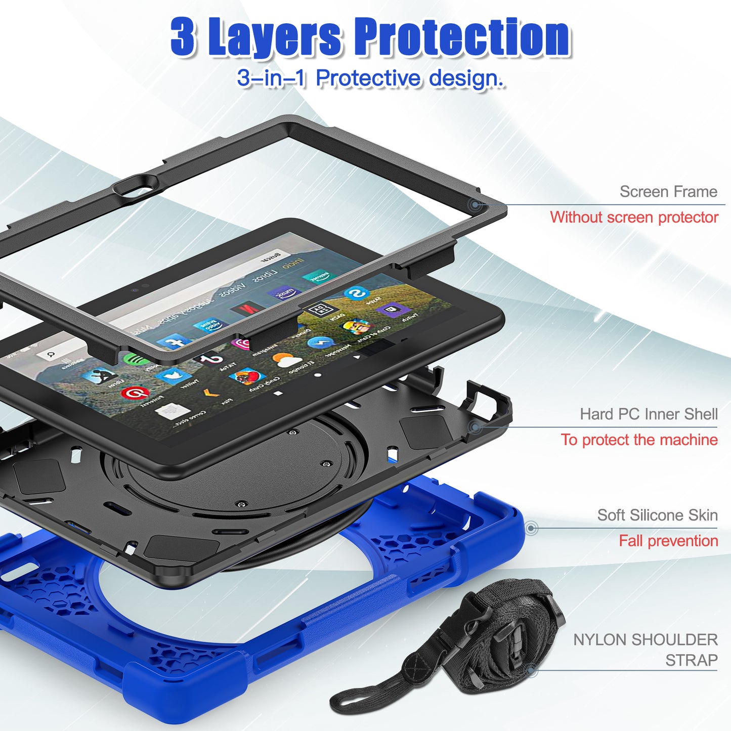 Pirate Box Kindle Fire HD8 2022 Military-grade Drop Protection Cover