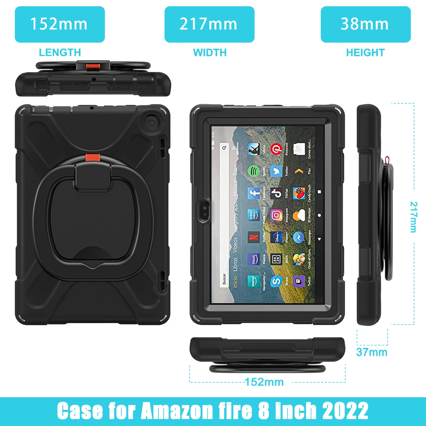 Pirate Box Kindle Fire HD8 2024 Military-grade Drop Protection Cover