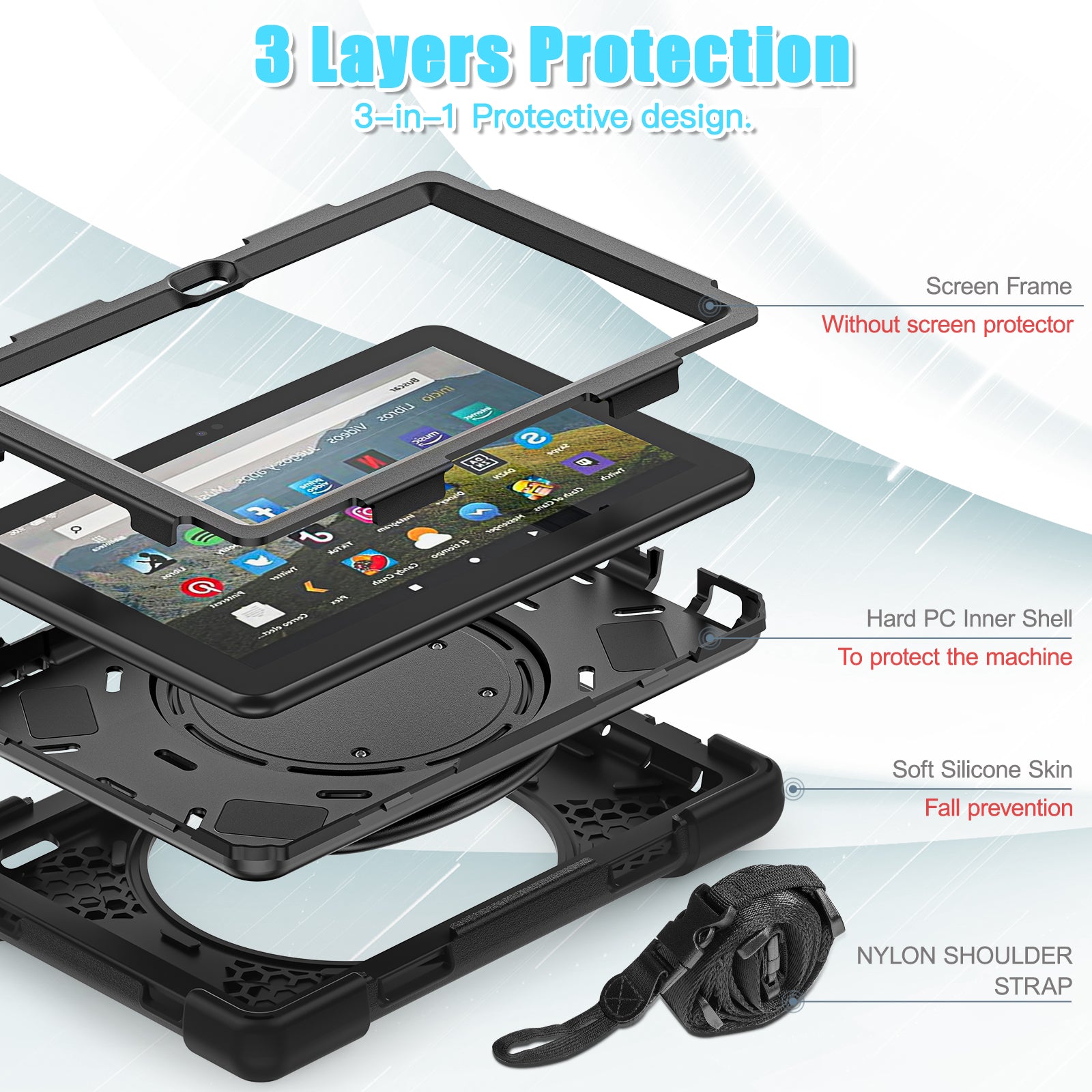 Pirate Box Kindle Fire HD8 2024 Military-grade Drop Protection Cover