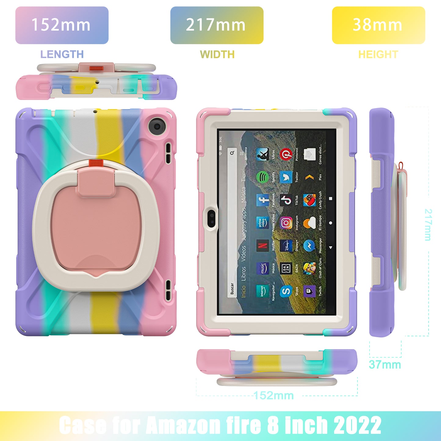 Pirate Box Kindle Fire HD8 Plus 2022 Military-grade Drop Protection Cover