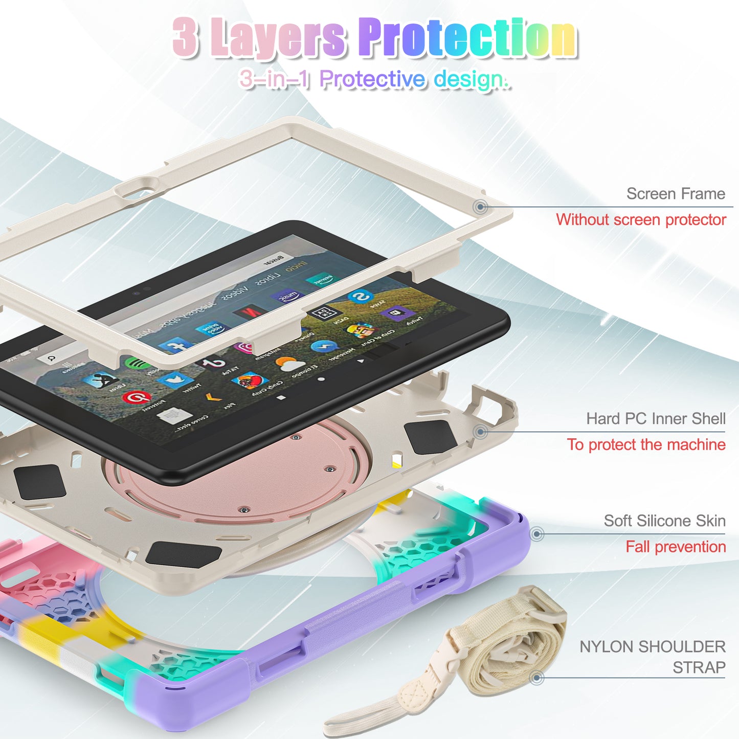 Pirate Box Kindle Fire HD8 Plus 2022 Military-grade Drop Protection Cover