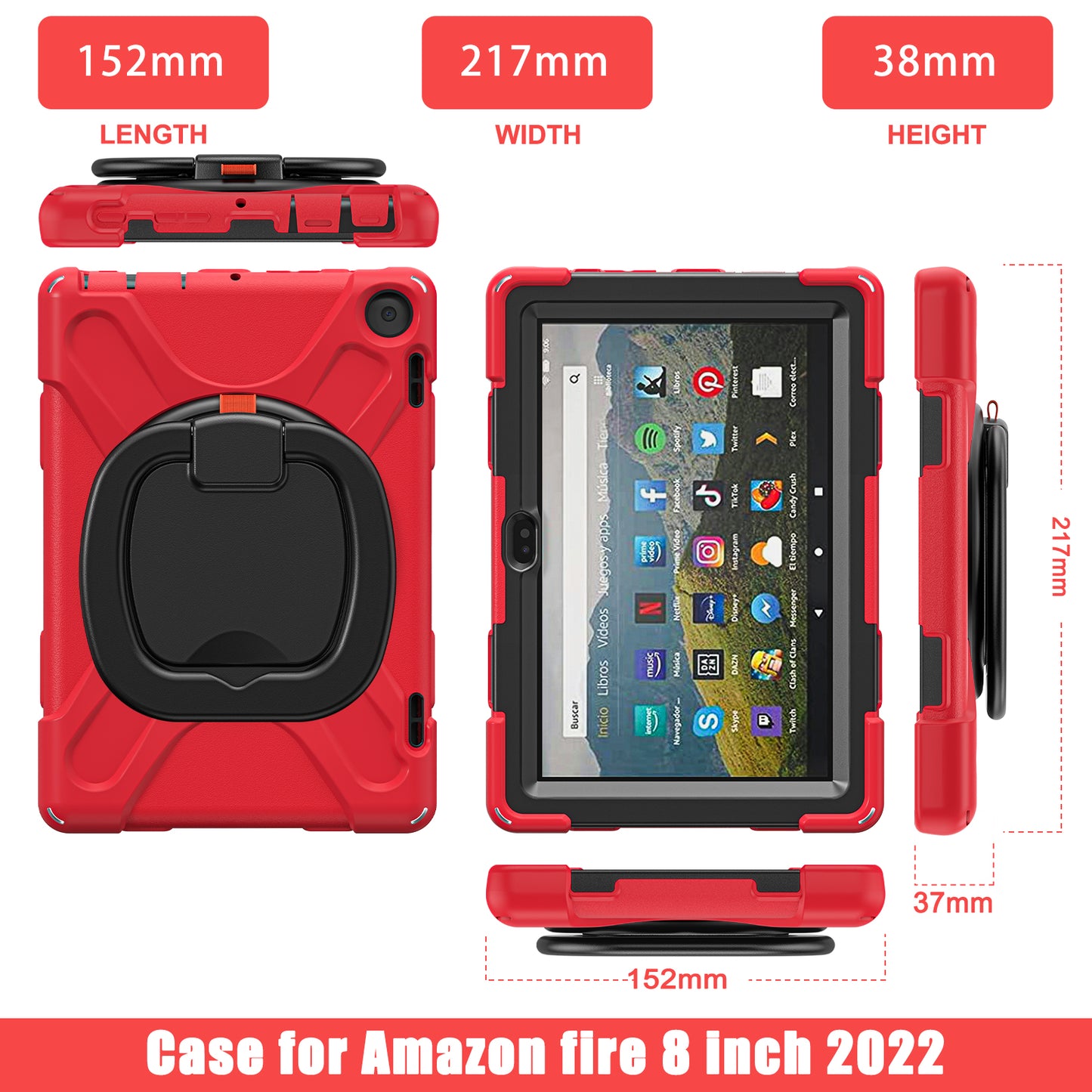 Pirate Box Kindle Fire HD8 Plus 2024 Military-grade Drop Protection Cover