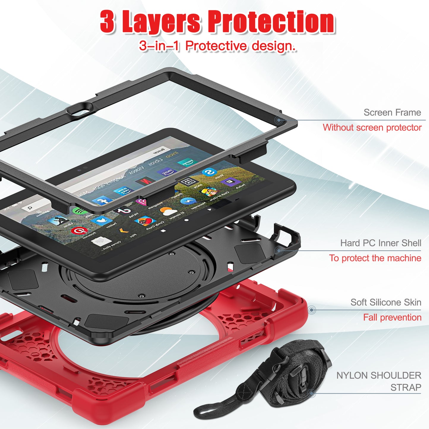 Pirate Box Kindle Fire HD8 Plus 2024 Military-grade Drop Protection Cover