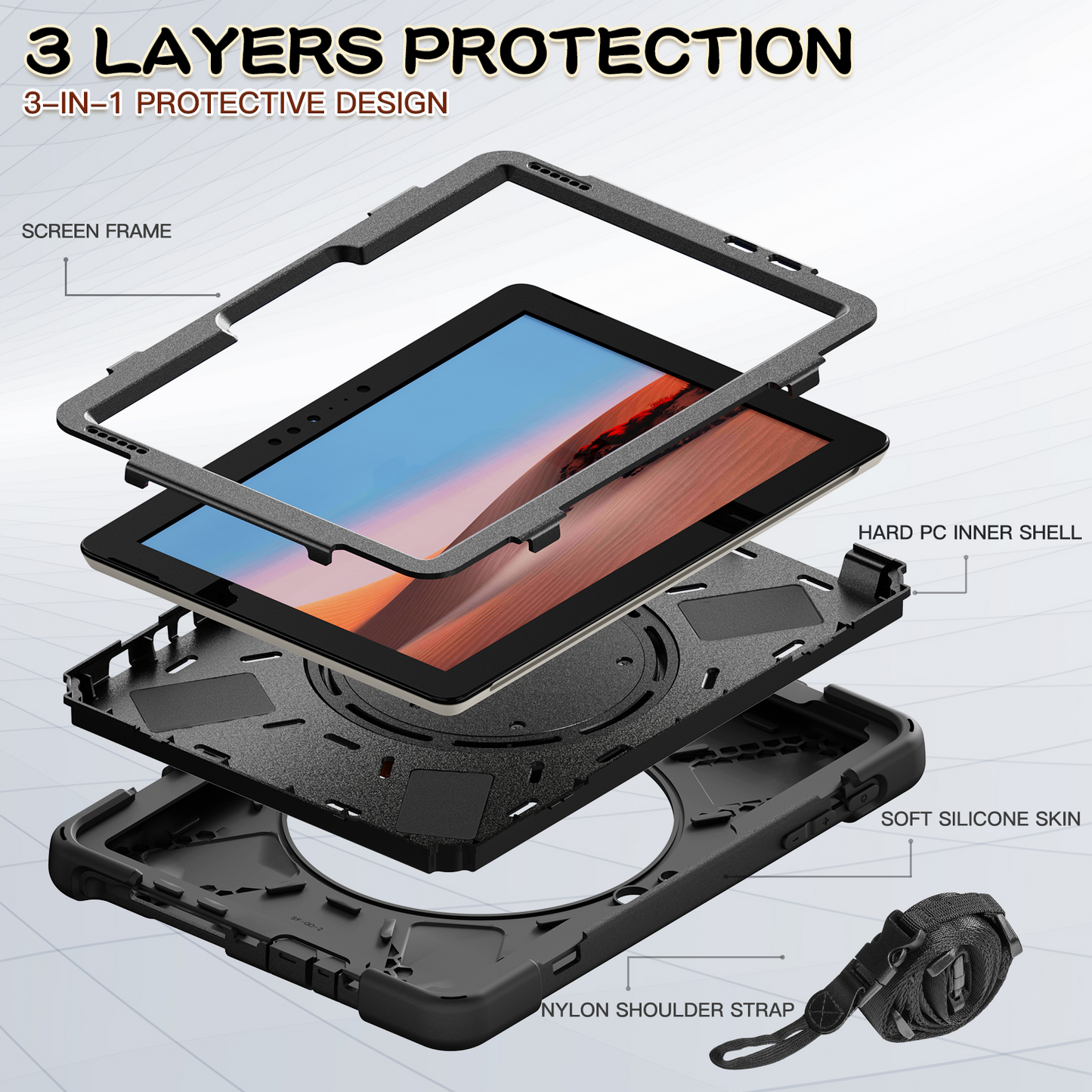 Pirate Box Surface Go 2018 Military-grade Drop Protection Cover