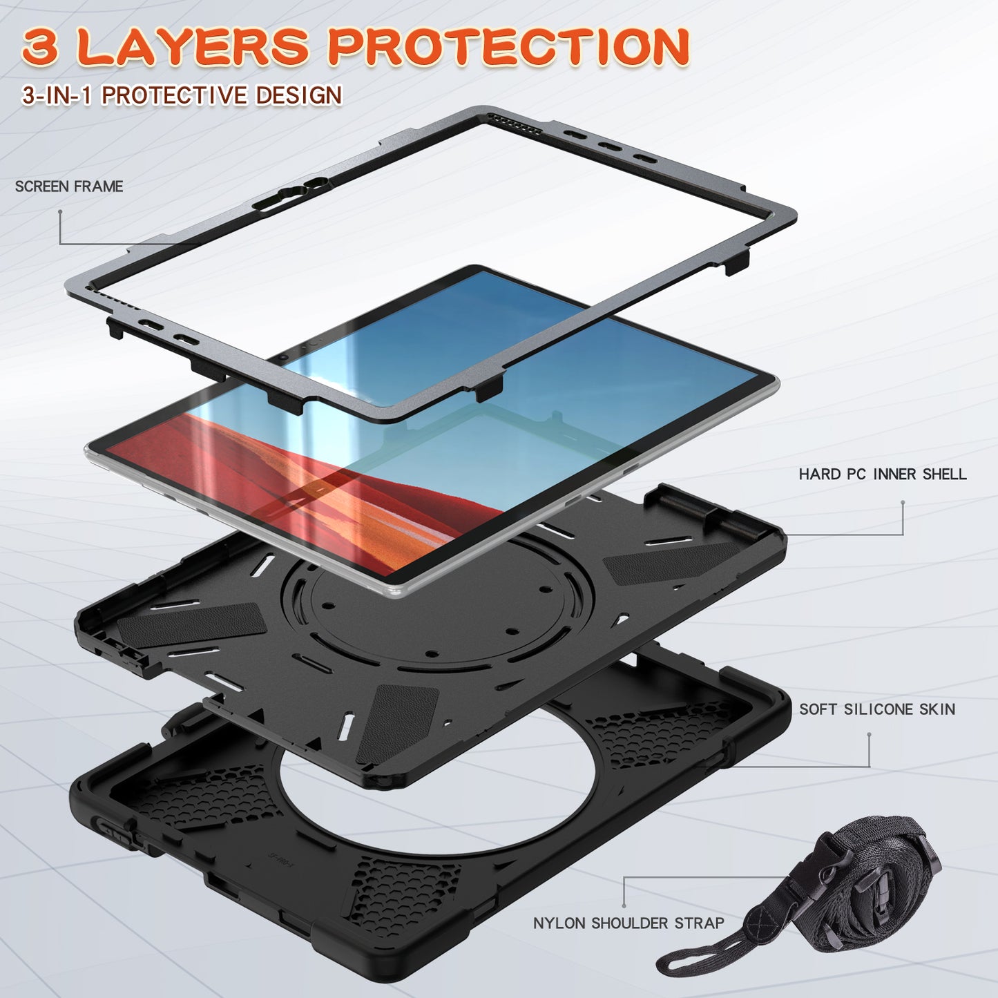 Pirate Box Surface Pro X 2019 Military-grade Drop Protection Cover