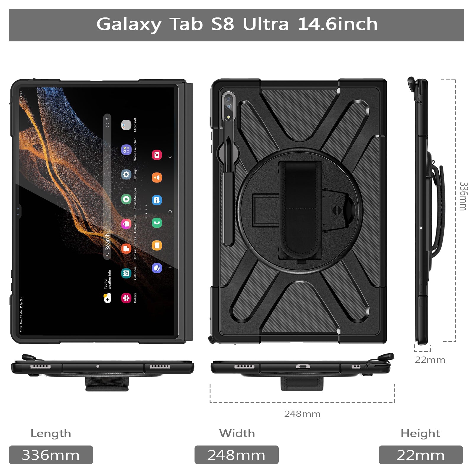 Pirate King Galaxy Tab S8 Ultra Case Heavy Duty Hybrid Protection