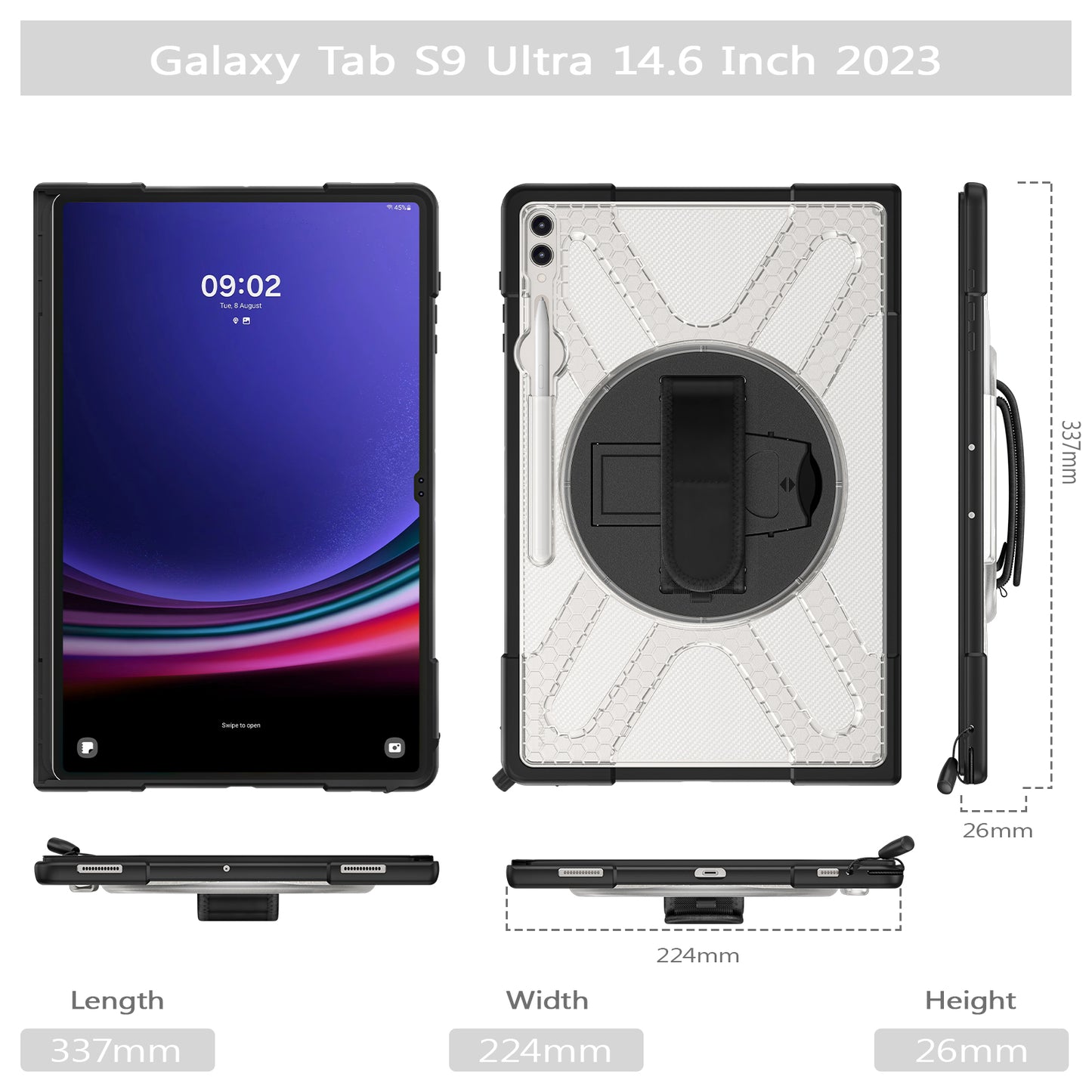 Pirate King Galaxy Tab S9 Ultra Case Heavy Duty Hybrid Protection