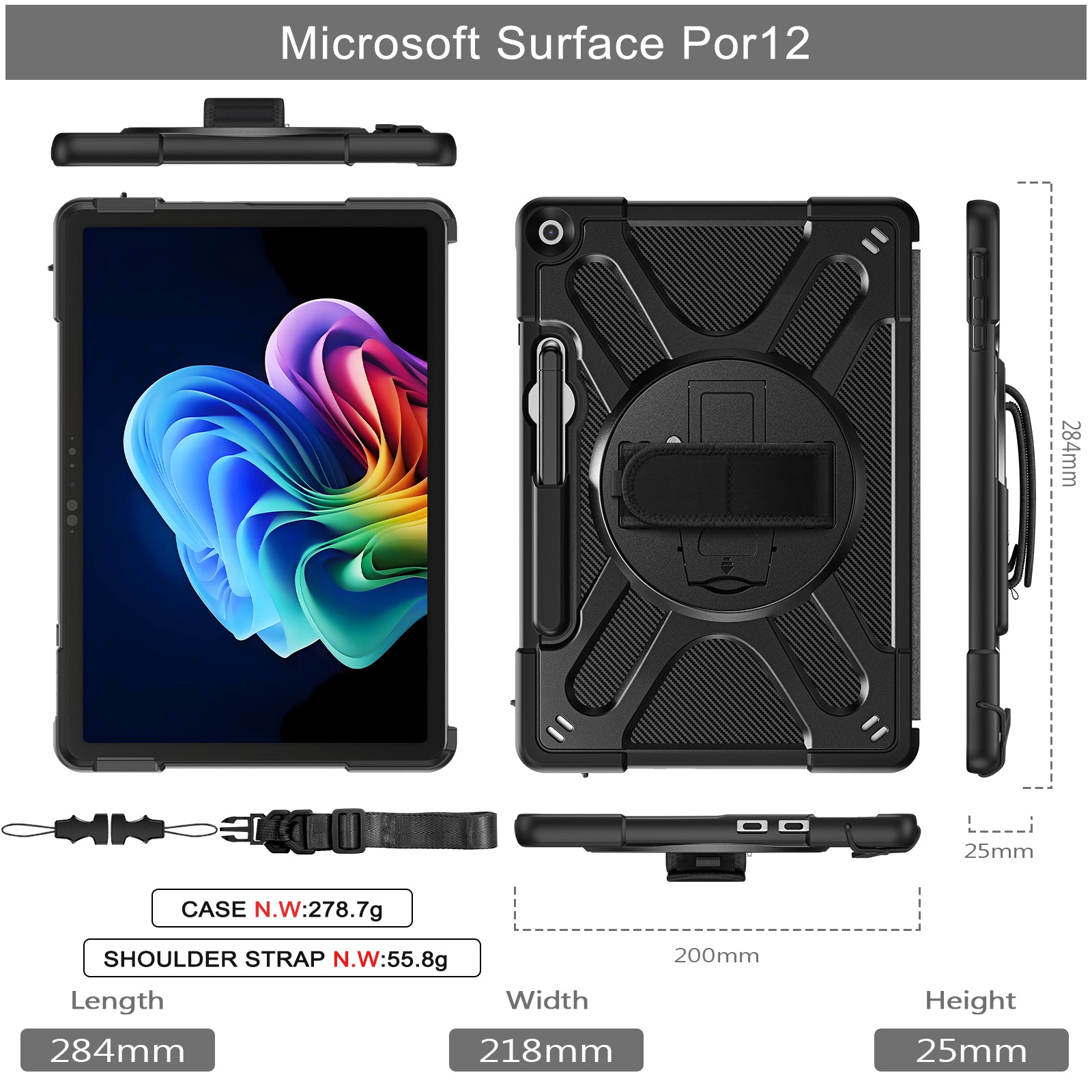 Pirate King Surface Pro 12 Case Heavy Duty Hybrid Protection