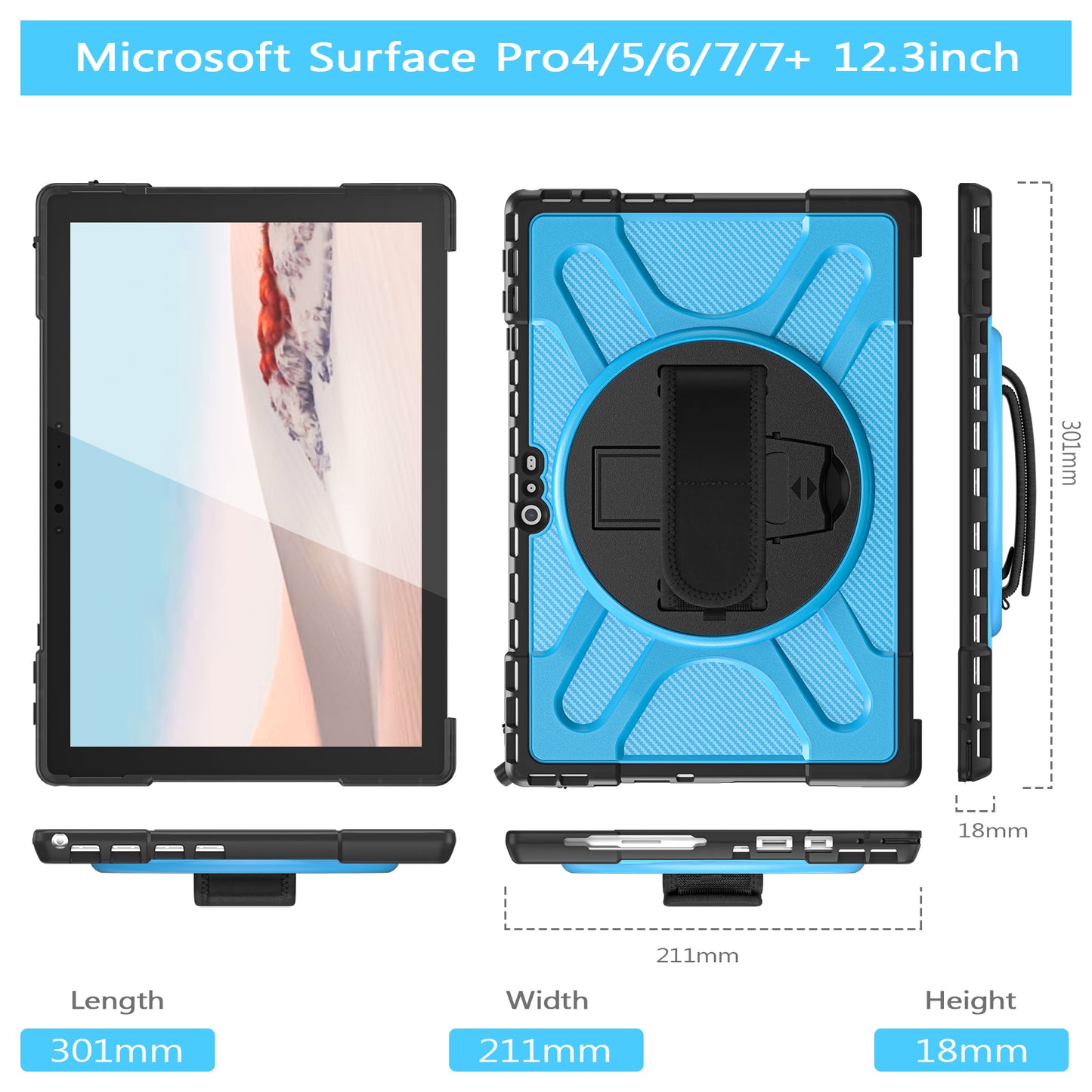 Pirate King Surface Pro 7 Case Heavy Duty Hybrid Protection