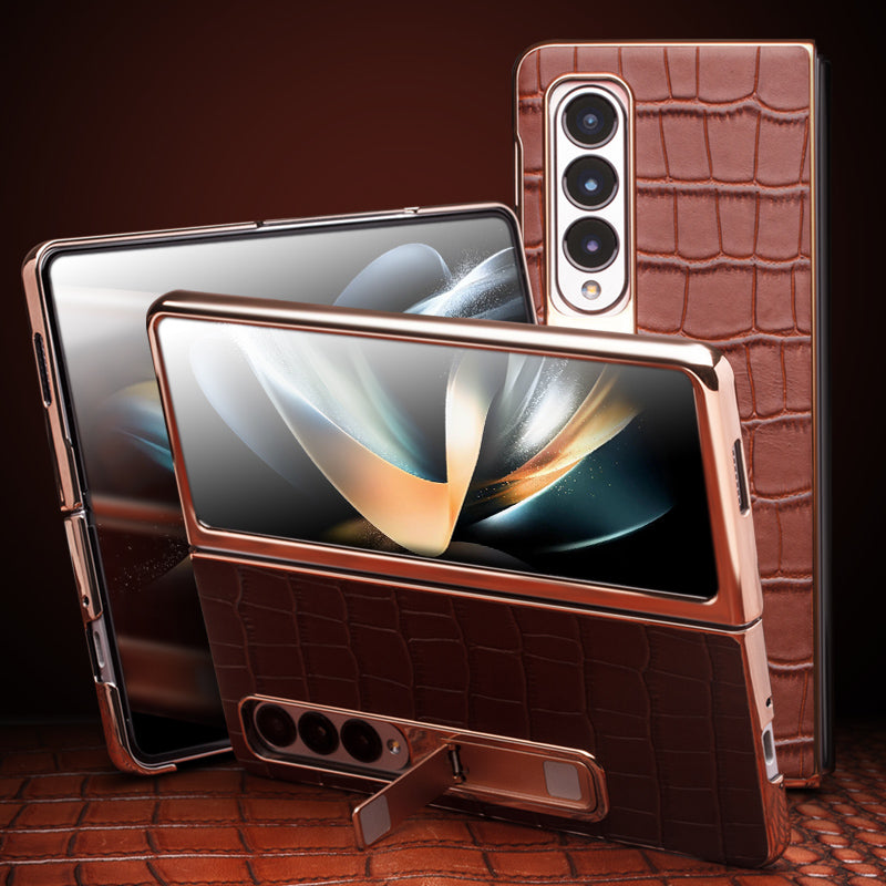 plated-hd-tempered-glass-crocodile-galaxy-z-fold4-genuine-leather-case-3