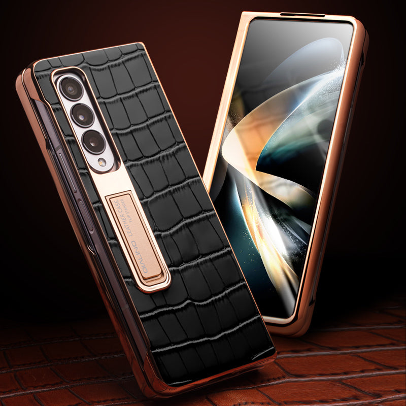 plated-hd-tempered-glass-crocodile-galaxy-z-fold5-genuine-leather-case-6