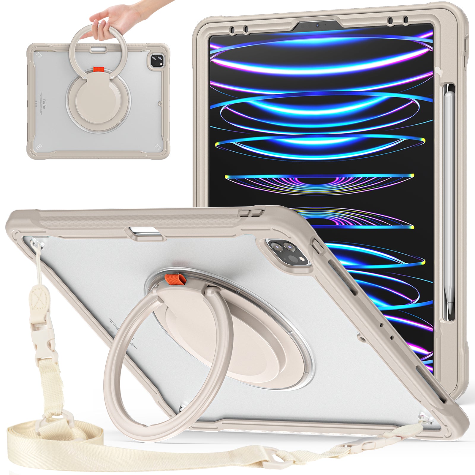 Popeye Rugged Rotating Handle Grip iPad Pro 12.9 2022 Frosted Cover