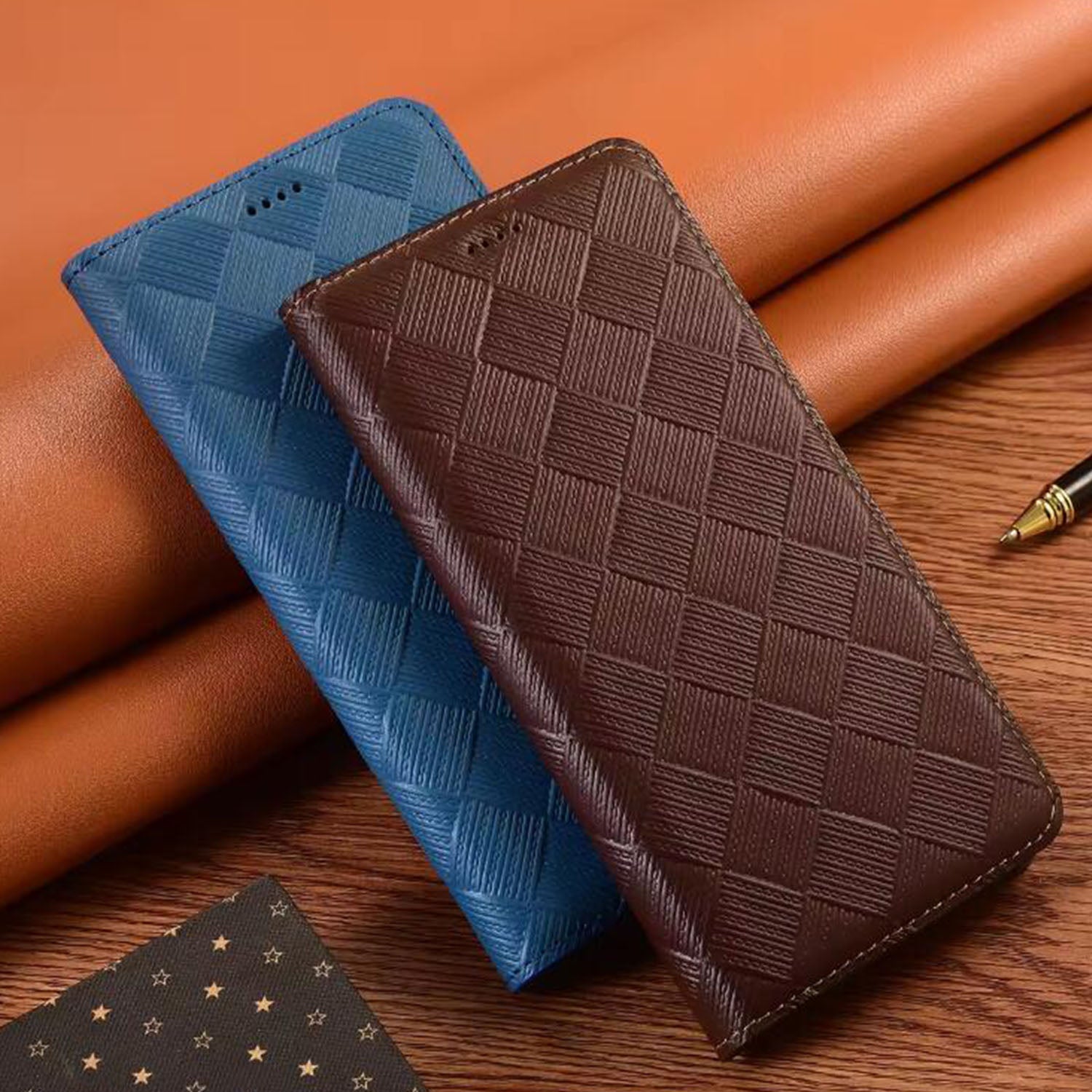 premium-flip-wallet-woven-iphone-17-genuine-leather-case-6