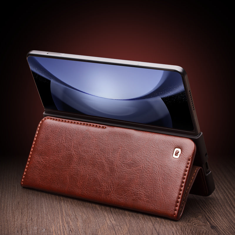 qialion-buckle-stand-real-leather-galaxy-z-fold5-wallet-case_4
