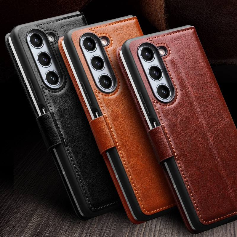 qialion-buckle-stand-real-leather-galaxy-z-fold5-wallet-case_5
