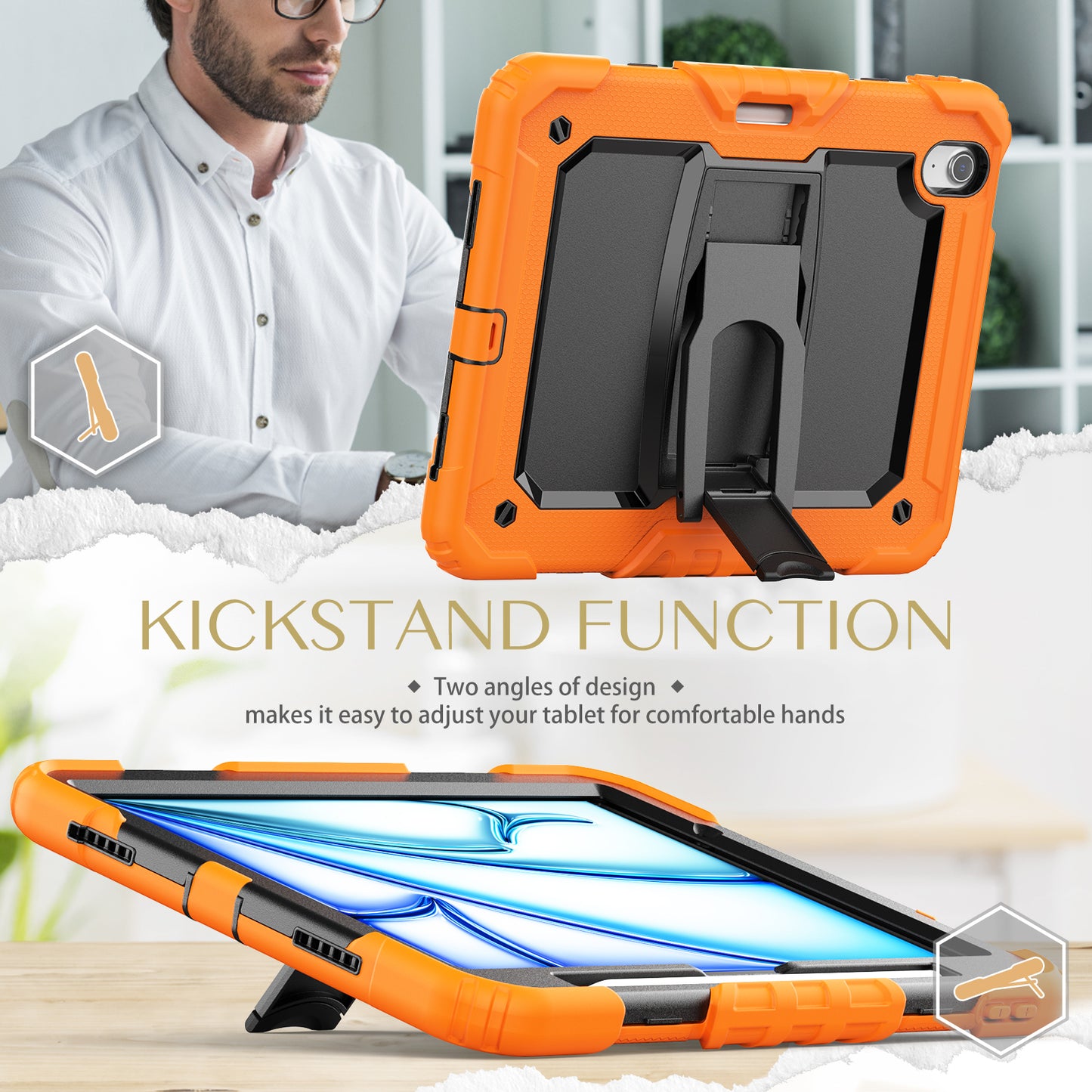 Slide Stand Shockproof iPad Air 6 11-inch Case with Lanyard