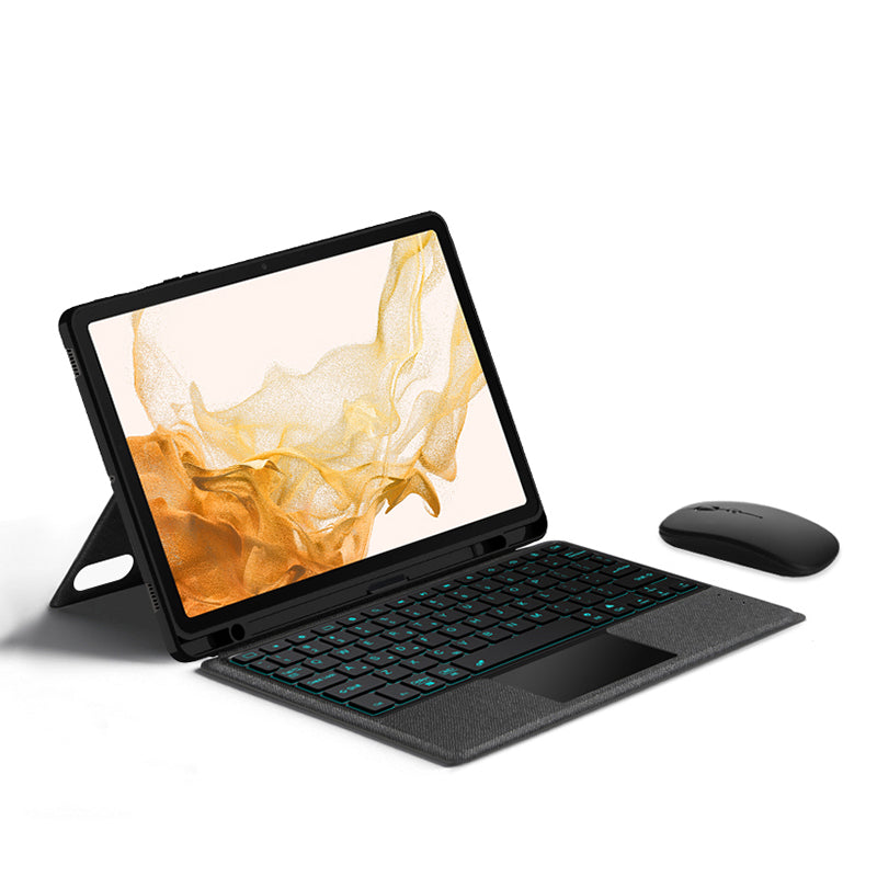 Split Hem Stand Galaxy Tab S8 Keyboard Case Touchpad Backlit