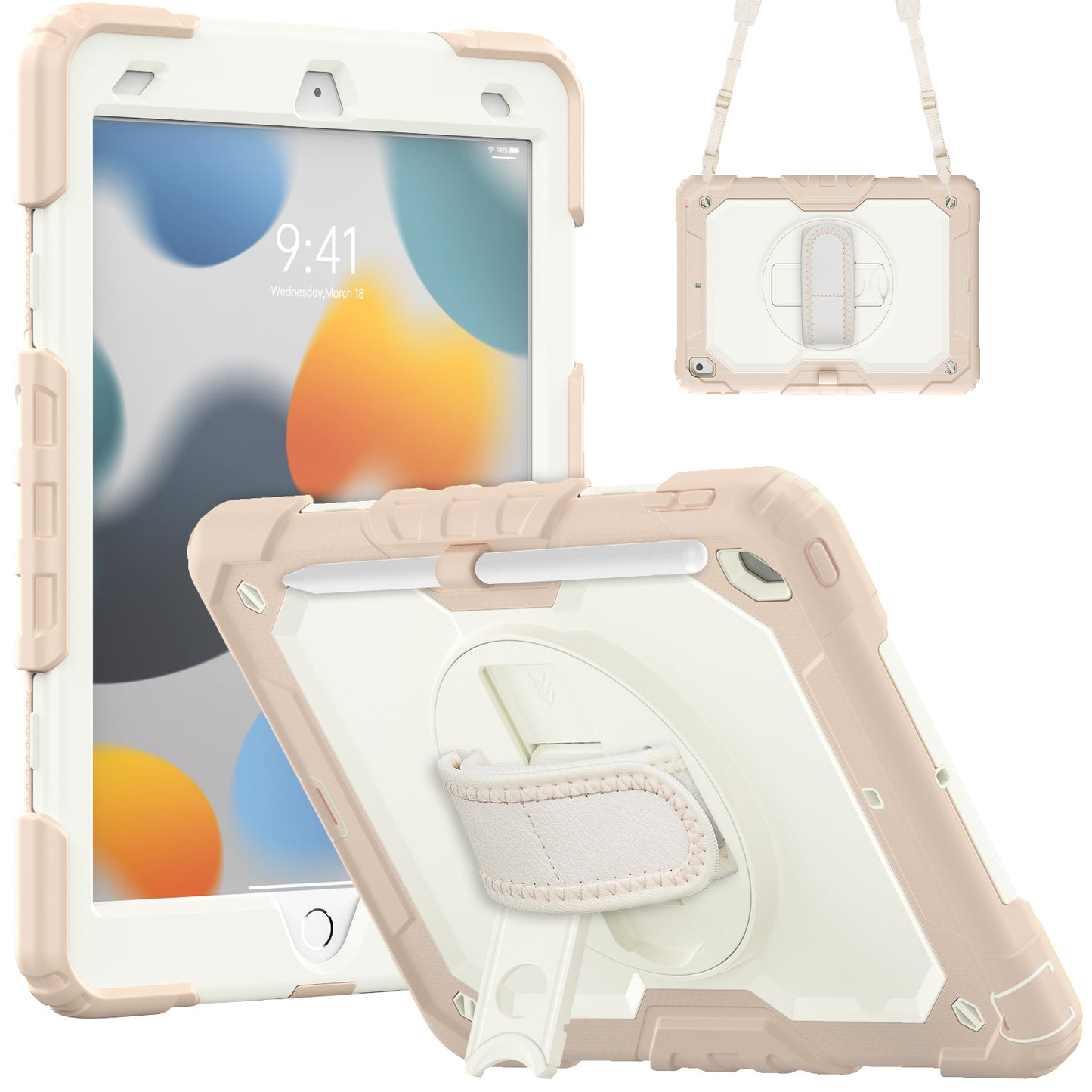 Tough Box Shoulder Hand Strap iPad 9 Case Rotating Stand