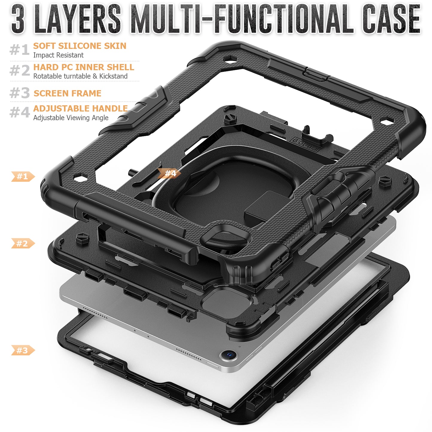 Tough Box Shoulder Strap iPad Air 4 Case Hook Rotating Stand