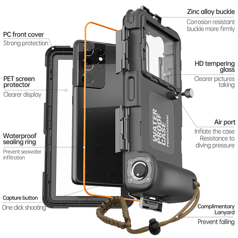 Samsung Galaxy S23 FE Case Waterproof Diving 50ft Brick Stand V2.0