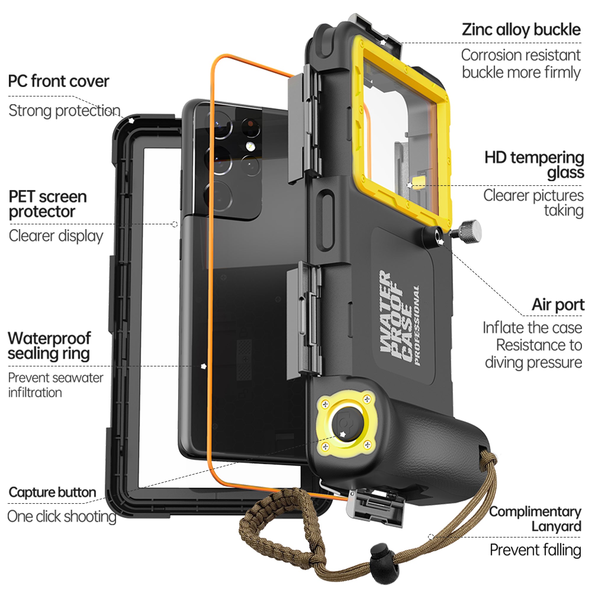 Apple iPhone 16e Case Waterproof Diving 50ft Brick Stand V2.0