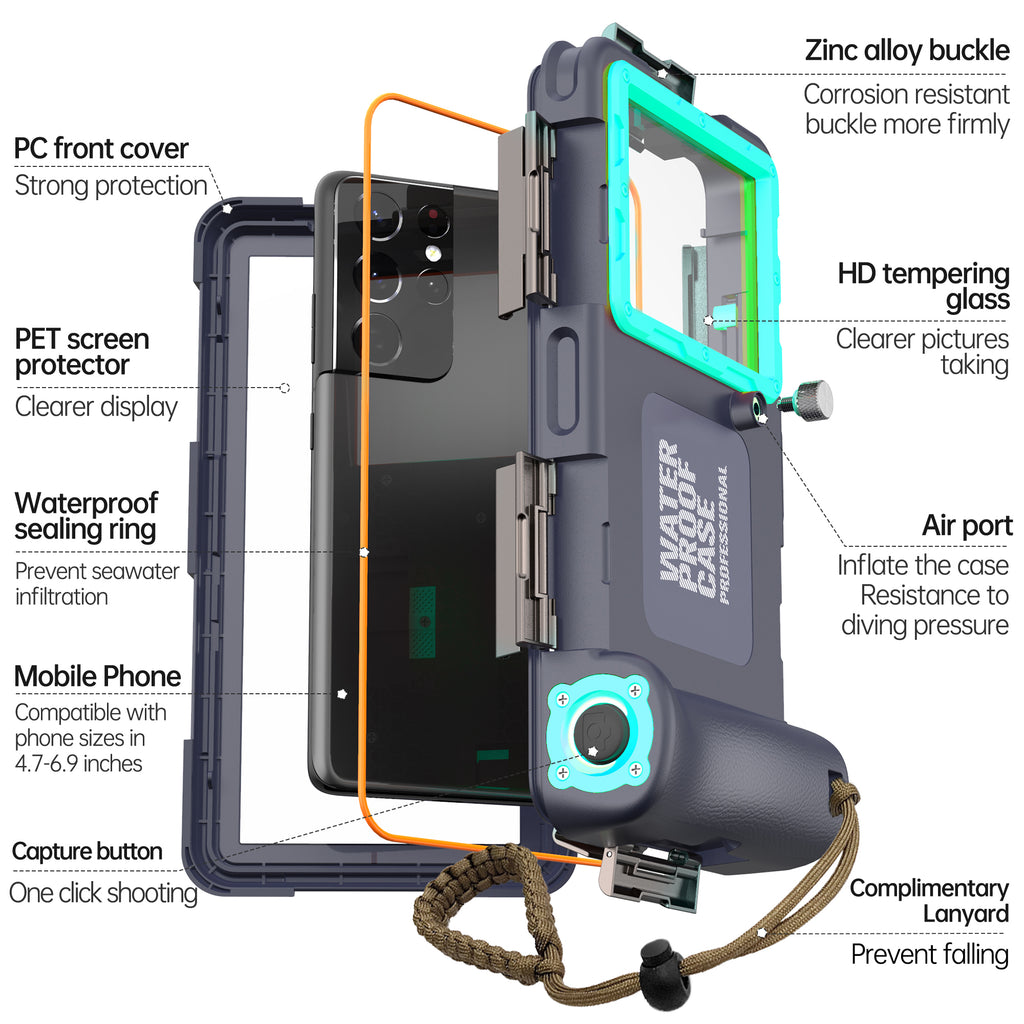 Samsung Galaxy S25 Edge Case Waterproof Diving 50ft Brick Stand V2.0