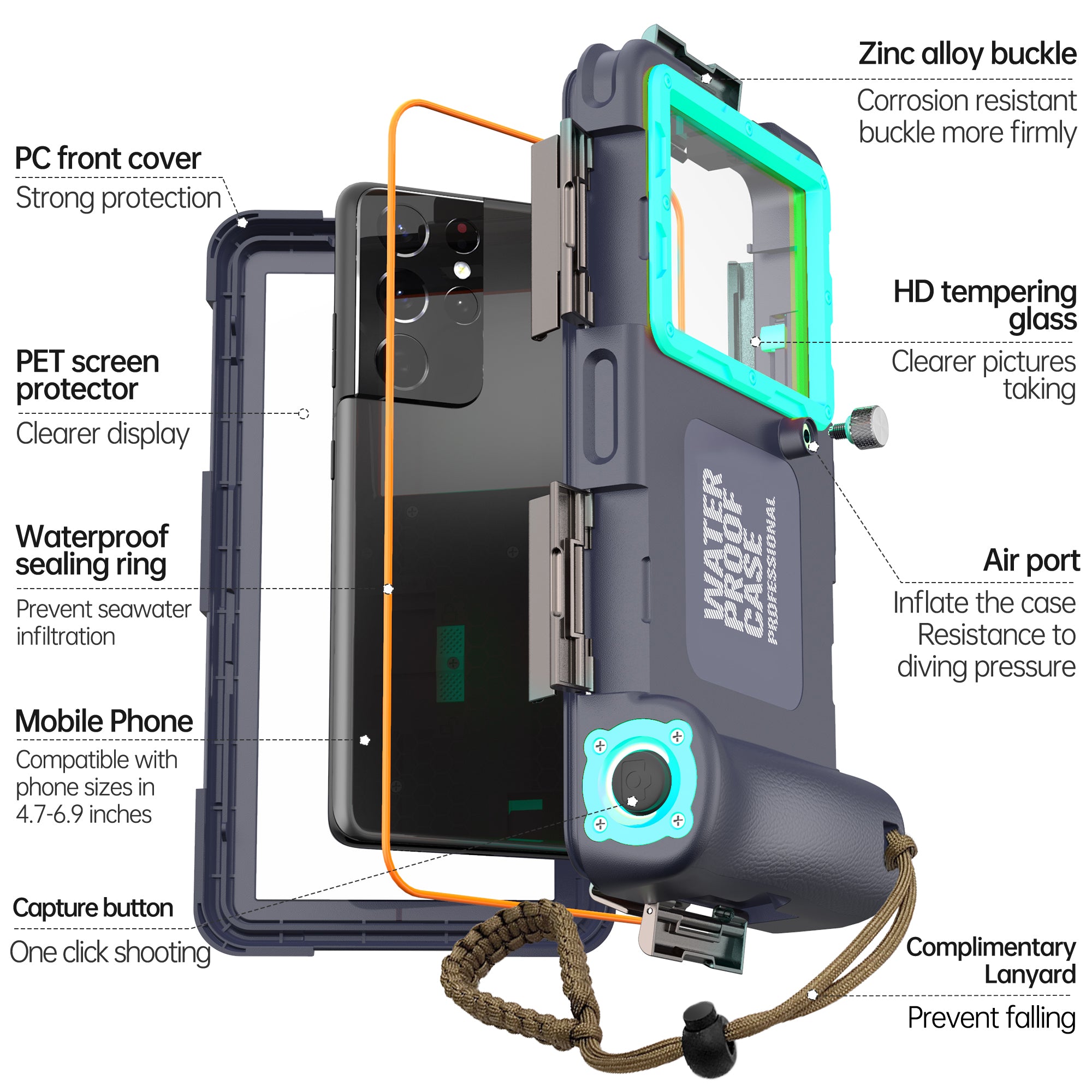 Samsung Galaxy S25 Edge Case Waterproof Diving 50ft Brick Stand V2.0