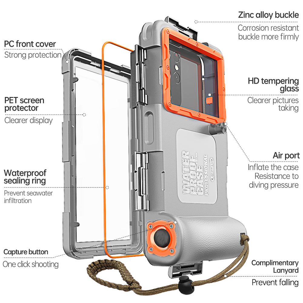 Samsung Galaxy A14 Case Waterproof Diving 50ft Brick Stand V2.0