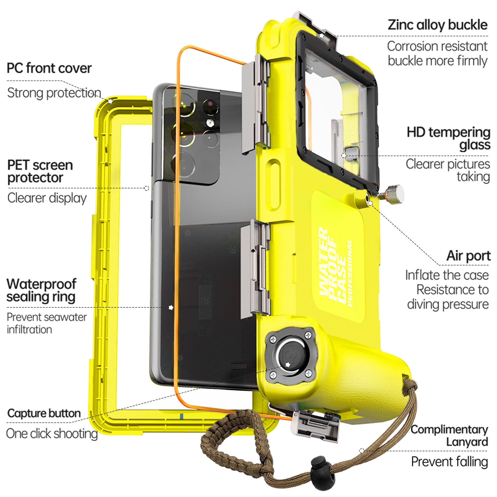 Samsung Galaxy A55 Case Waterproof Diving 50ft Brick Stand V2.0