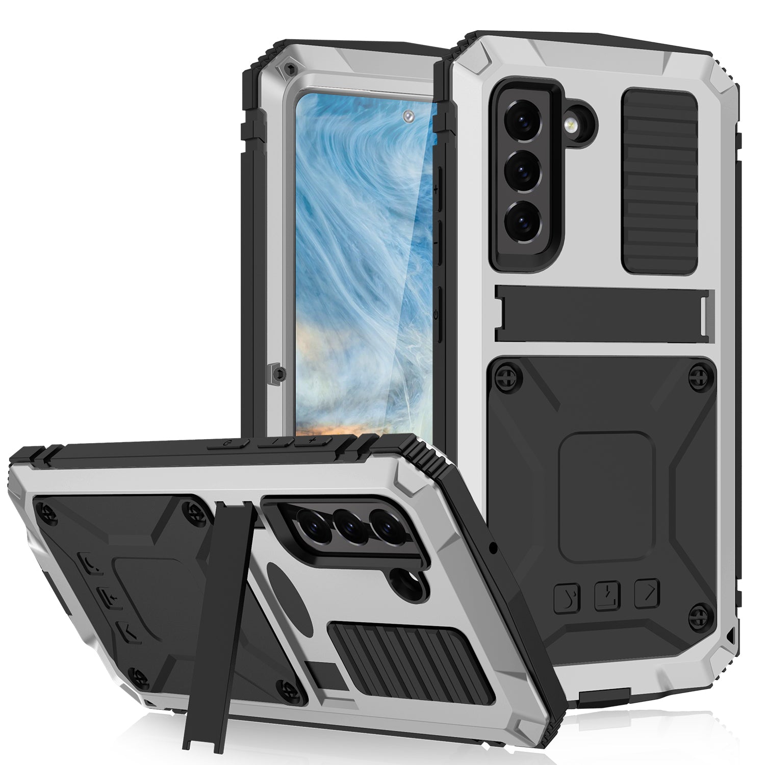 Samsung Galaxy S21 FE Case Metal Stand 3-Defenses V1.0