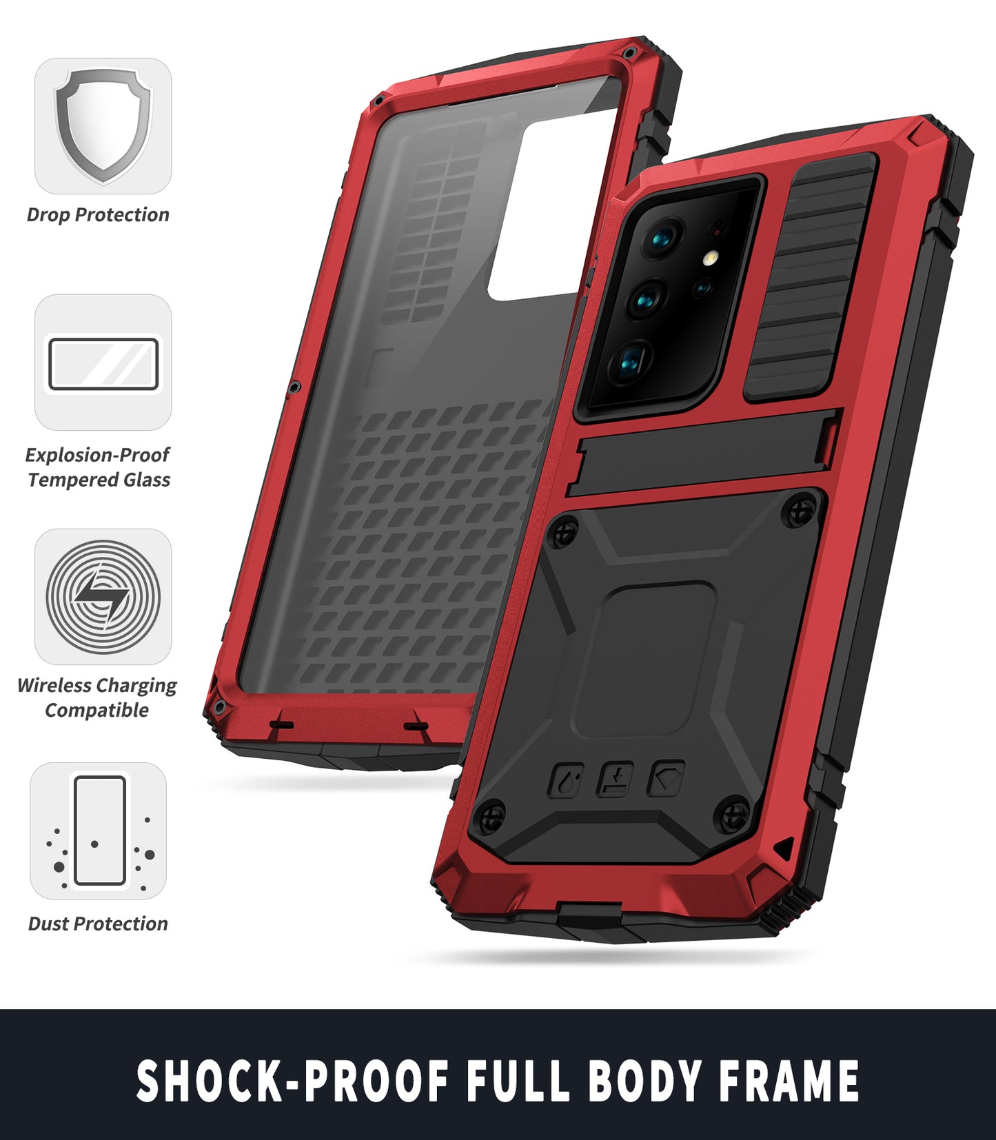 Samsung Galaxy S21 Ultra Case Metal Stand 3-Defenses V1.0