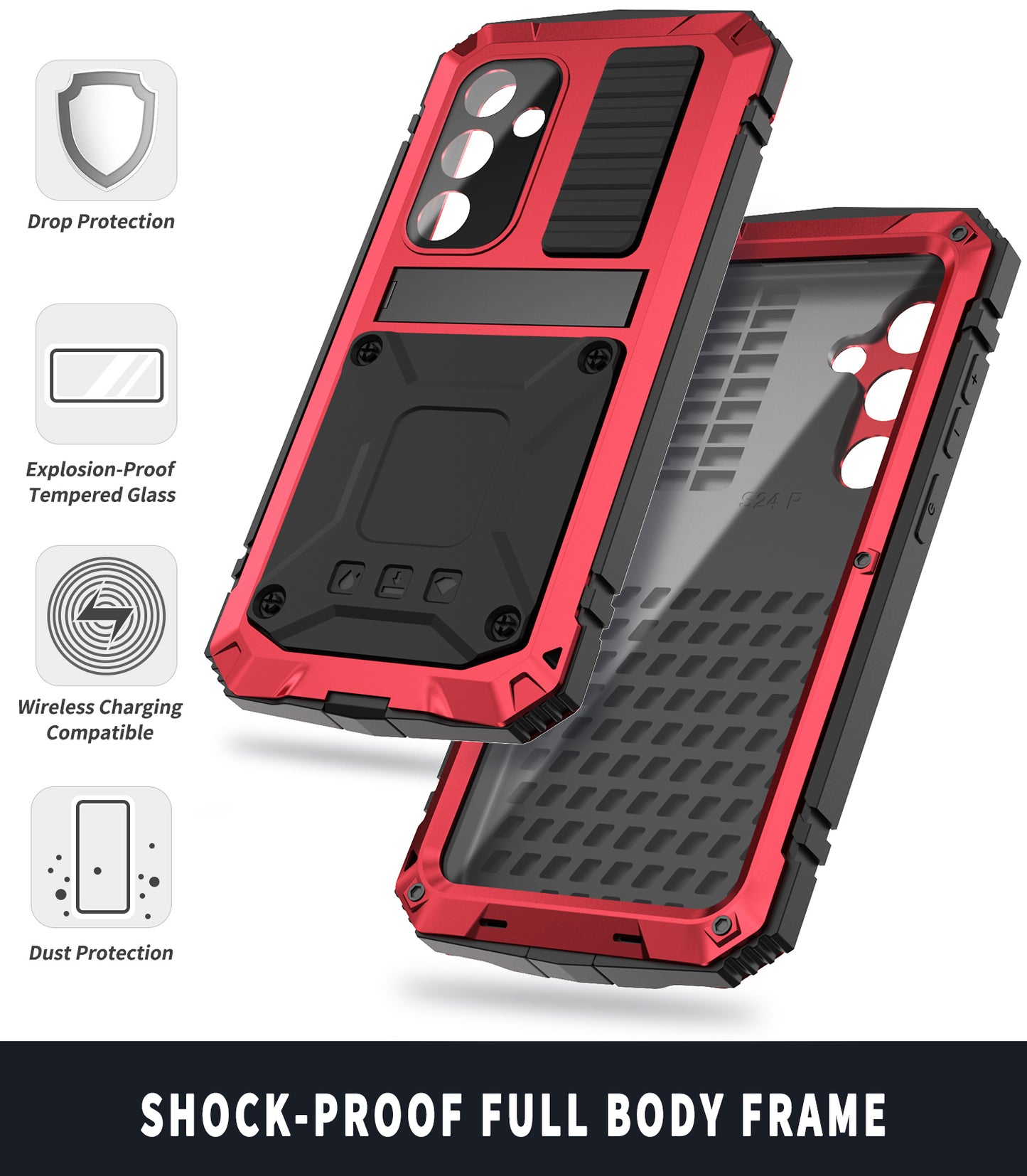 Samsung Galaxy S24 Plus Case Metal Stand 3-Defenses V1.0
