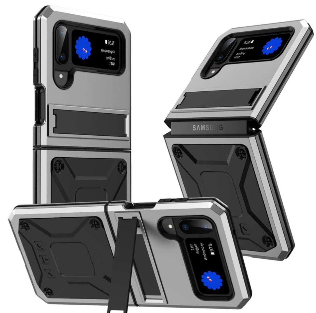Samsung Galaxy Z Flip4 Case Metal Stand 3-Defenses V1.0