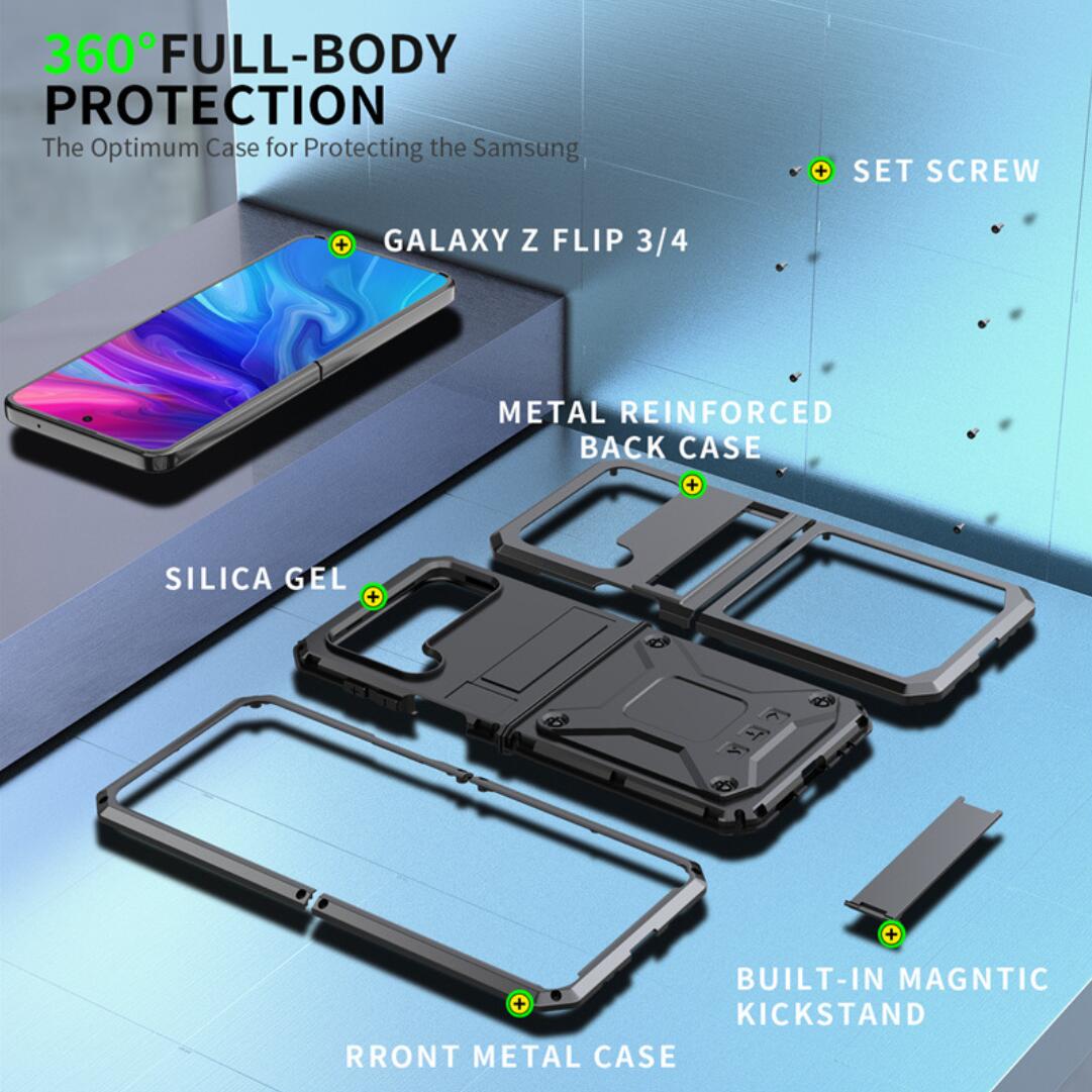 Samsung Galaxy Z Flip4 Case Metal Stand 3-Defenses V1.0