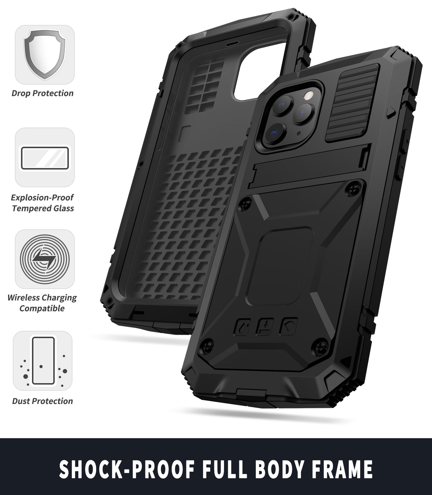 Apple iPhone 12 Case Metal Stand 3-Defenses V1.0