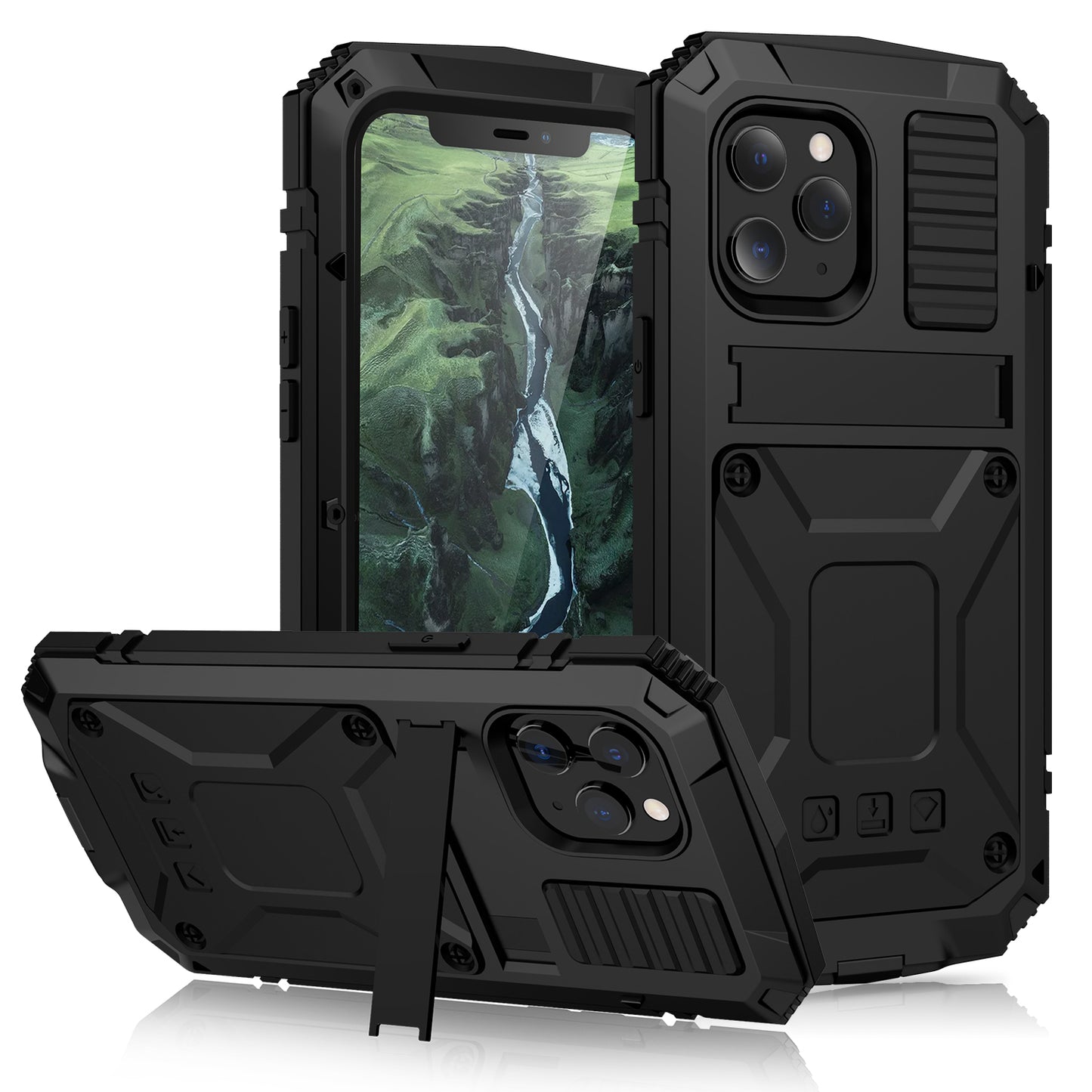 Apple iPhone 12 Case Metal Stand 3-Defenses V1.0