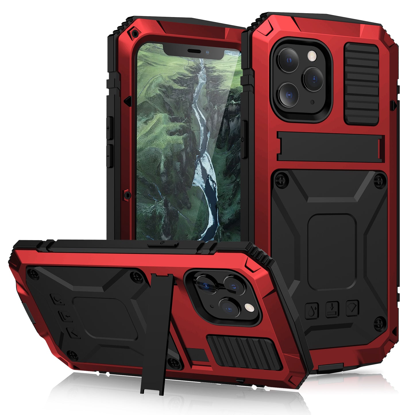 Apple iPhone 12 Case Metal Stand 3-Defenses V1.0